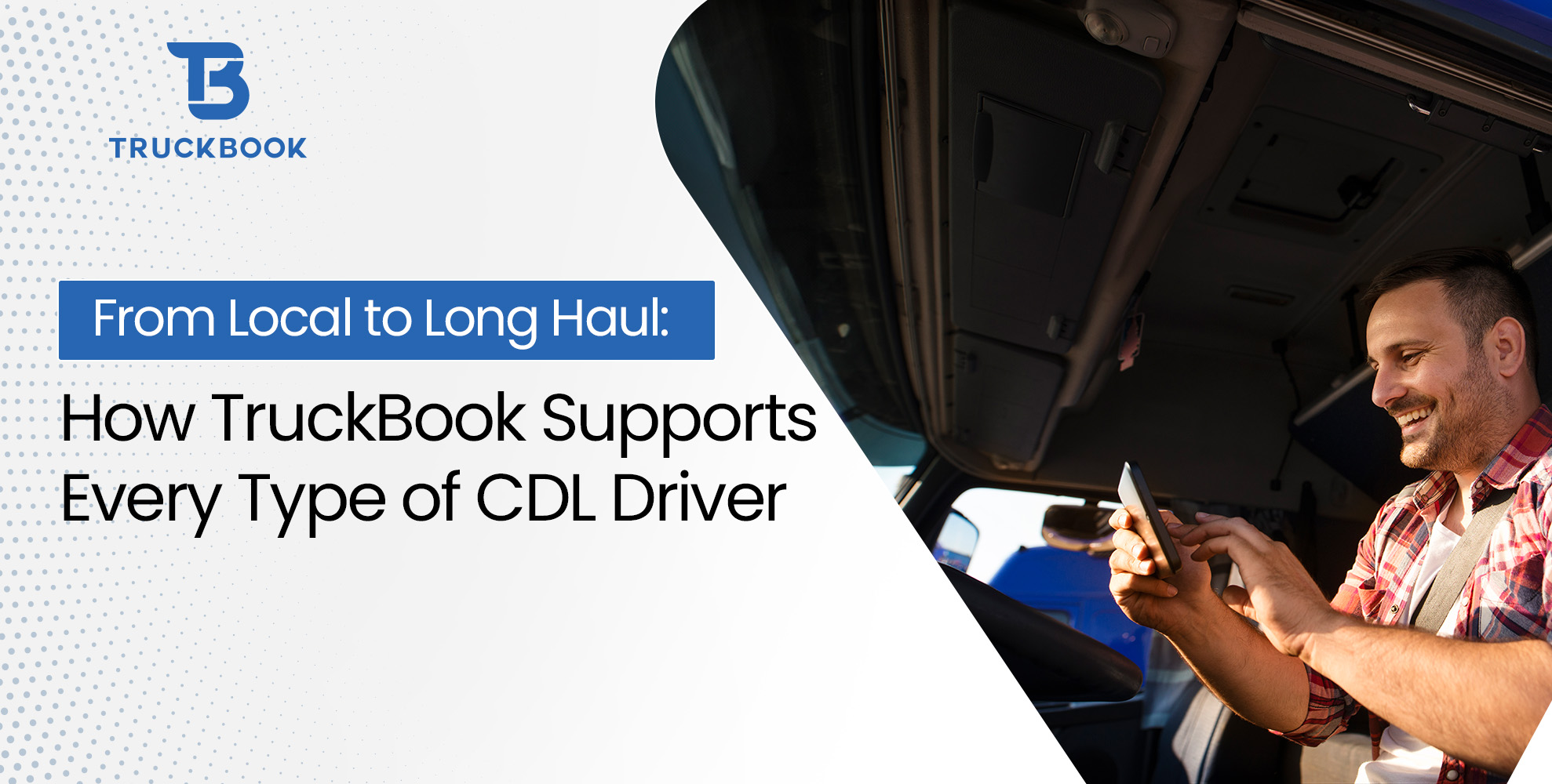 CDL driver using TruckBook app for navigation in a truck
